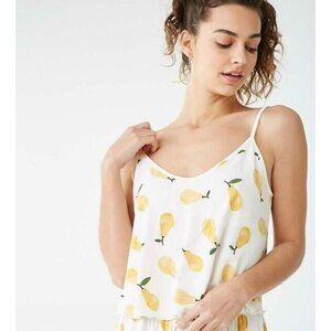 Forever 21 Pear Print Pajama Tank Top Womens M Cropped Loungewear Sleep Summer